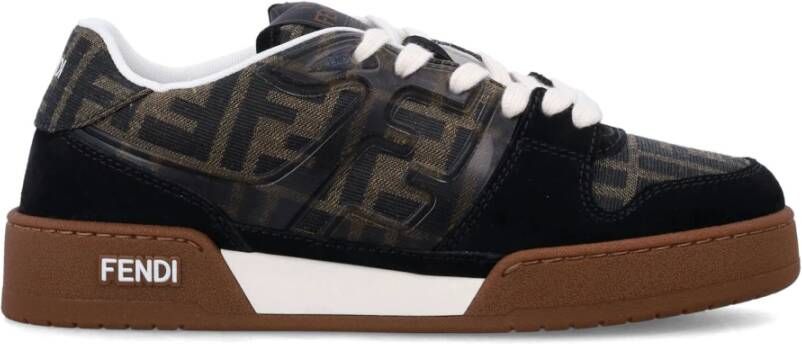 Fendi Zwarte Tabak Sneakers Jacquard FF Suède