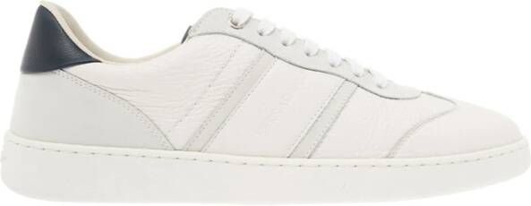 Salvatore Ferragamo Gehamerde leren sneakers met nubuck inzetstukken White Heren