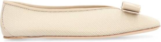 Ferragamo Ballerina`s met Strik van Lamsleer en Stof