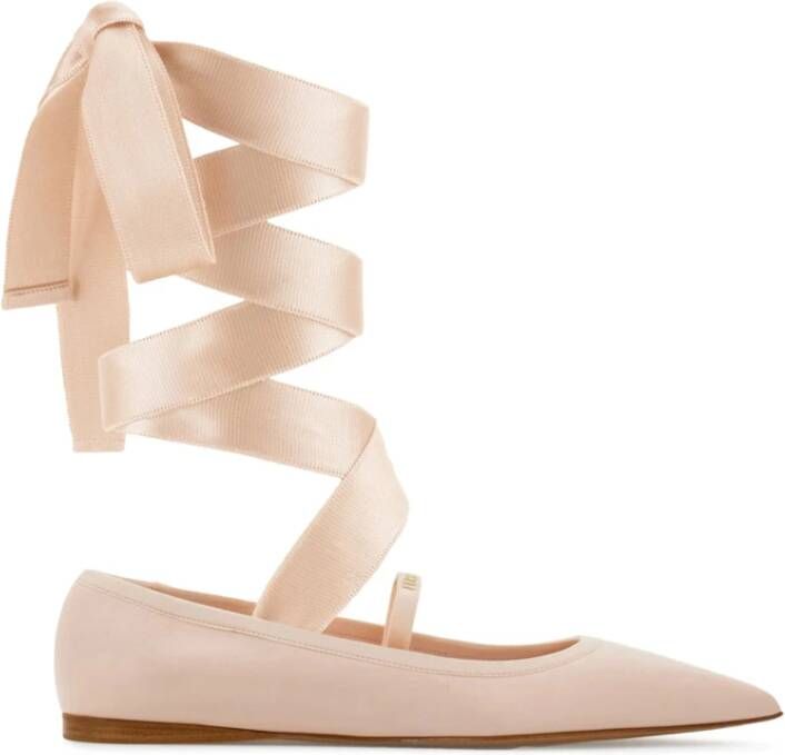 Ferragamo Ballerina`s van leer met vetersluiting