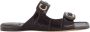 Ferragamo Bruine Alligator Dubbele Strap Sandaal - Thumbnail 1