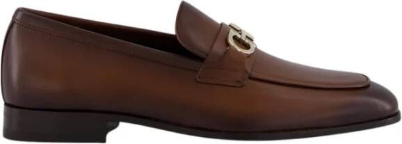 Ferragamo Bruine leren Gancio Bit Loafer