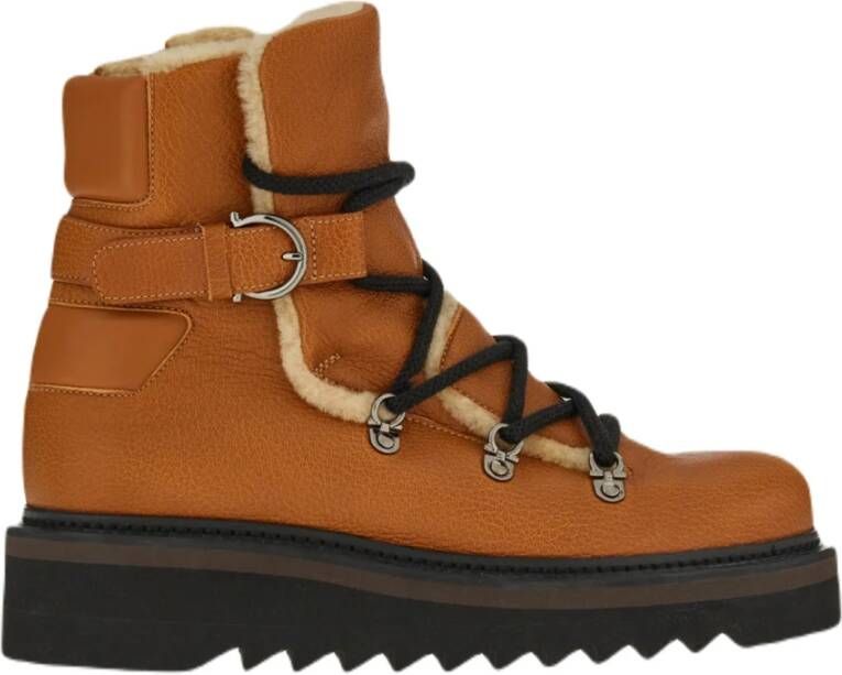 Ferragamo Elimo Shearling-Lined Laced Boots