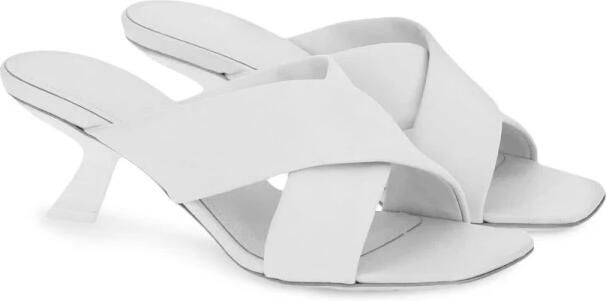Salvatore Ferragamo Witte Lamsvacht Crossover-Strap Muiltjes White Dames - Foto 4