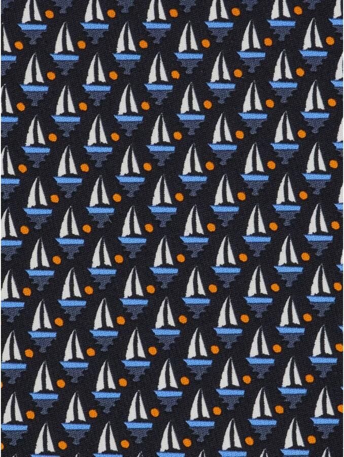 Ferragamo Alba Zijden Stropdas met Zeilbootprint