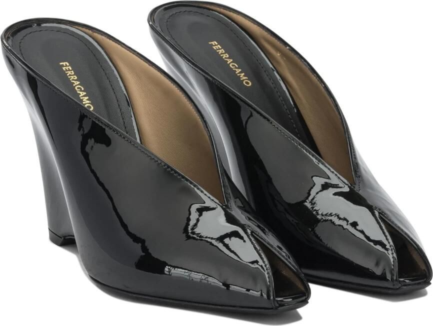 Ferragamo Zwarte Zijde & Nylon Platte Schoenen - Foto 3
