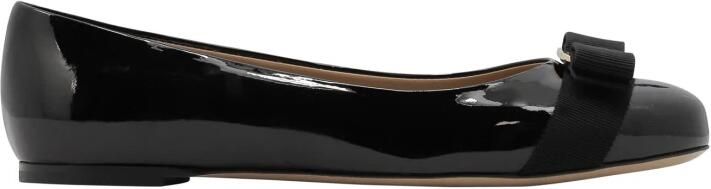 Salvatore Ferragamo Zwarte Ballerina`s met Patentleren Voorkant Strik Black Dames - Foto 5