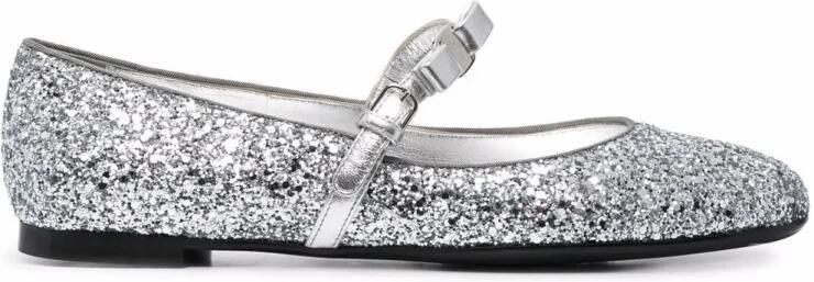 Ferragamo Ballerina's met Glitters en Strikdetail