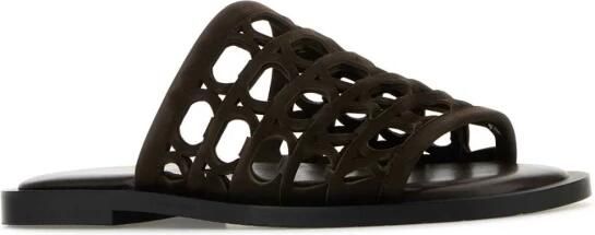 Ferragamo Donkerbruine Suède Barbados Slippers - Foto 2