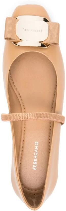 Salvatore Ferragamo Kameel Leren Ballerina Schoenen Brown Dames - Foto 3