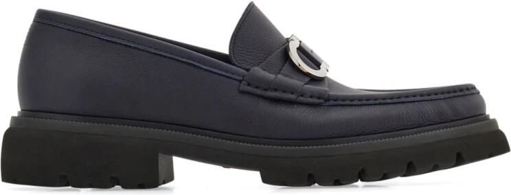 Ferragamo Blauwe Leren Instap Platte Schoenen