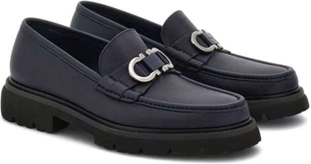 Ferragamo Blauwe Leren Instap Platte Schoenen - Foto 5