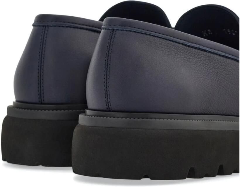 Ferragamo Blauwe Leren Instap Platte Schoenen - Foto 4