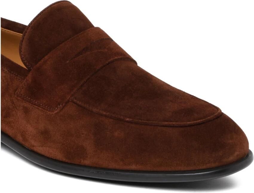 Ferragamo Bruine Penny Loafers met Gekruiste Band