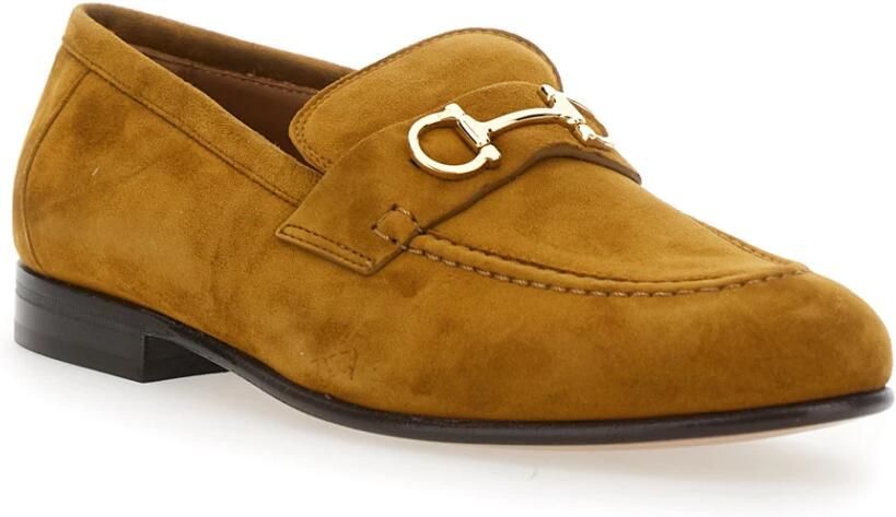 Ferragamo Bruine Platte Mocassino Schoenen Lage Hak