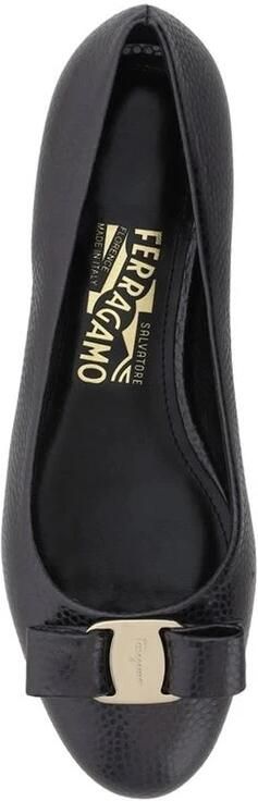 Salvatore Ferragamo Zwarte Leren Ballerina Schoenen Black Dames