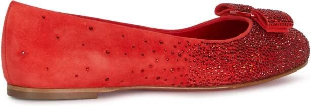 Salvatore Ferragamo Leren Ballerina Flats met Kristallen Versiering Red Dames - Foto 2