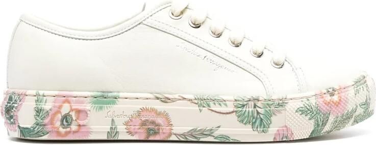 Ferragamo Floral-Trim Low-Top Sneakers