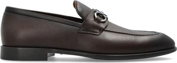 Salvatore Ferragamo Bruin Leren Loafers Slip-on Stijl Brown Heren