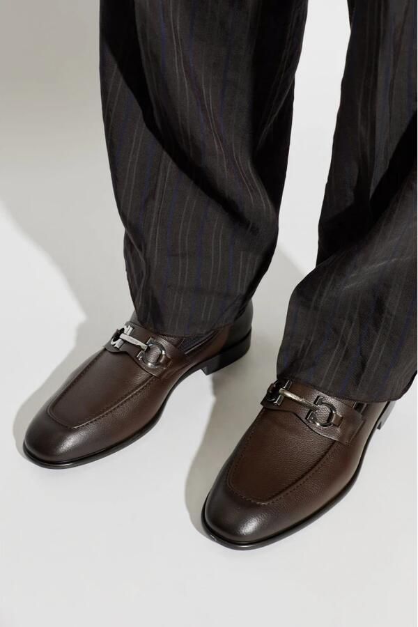 Salvatore Ferragamo Bruin Leren Loafers Slip-on Stijl Brown Heren - Foto 2