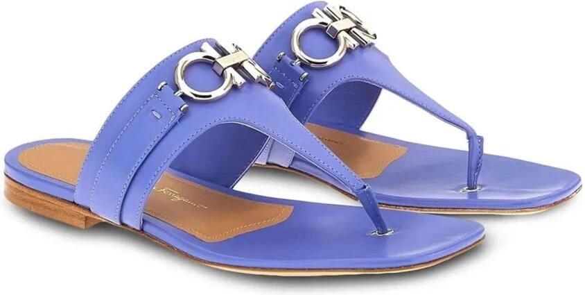 Ferragamo Gancini leren platte sandalen