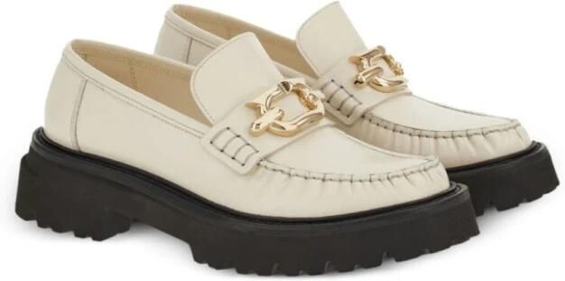 Salvatore Ferragamo Witte Gancini-Plaque Leren Loafers White Dames - Foto 4