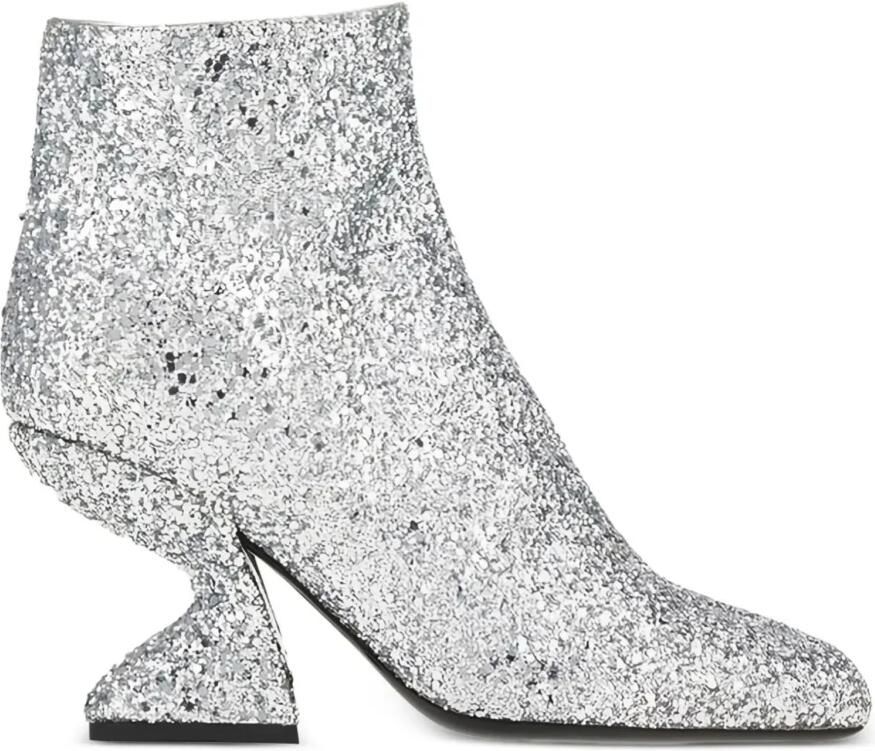 Ferragamo Glitter-Effect Enkellaarsjes met Sculptuurhak
