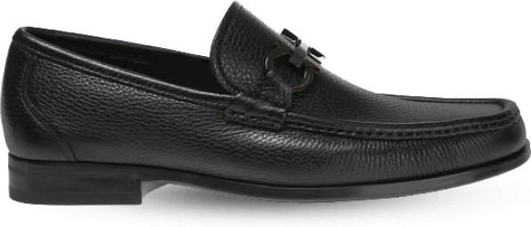 Salvatore Ferragamo Gegranuleerd Leren Gancini Loafers Black Heren