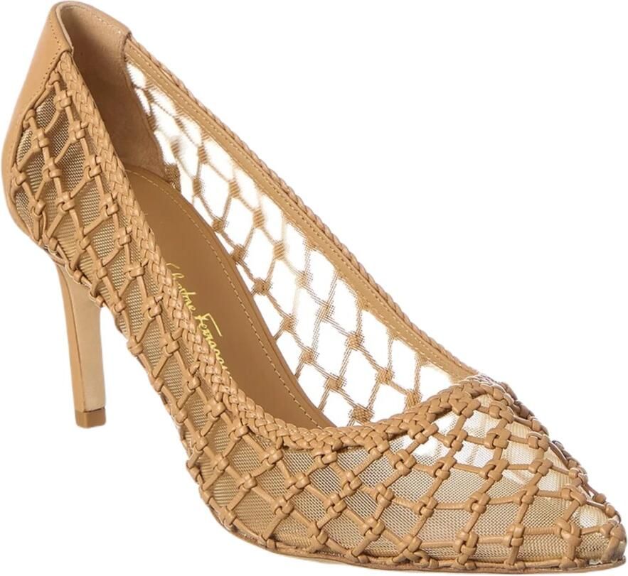 Ferragamo Ilary N70 Mesh & Leather Pumps