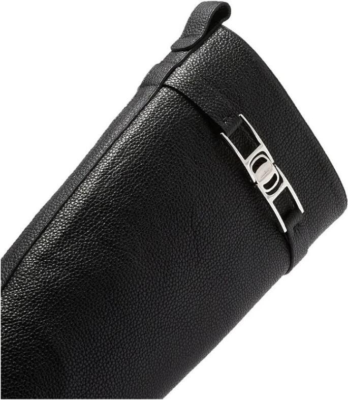 Ferragamo Zwarte Leren Enkellaarzen Stijlvol Ontwerp - Foto 2