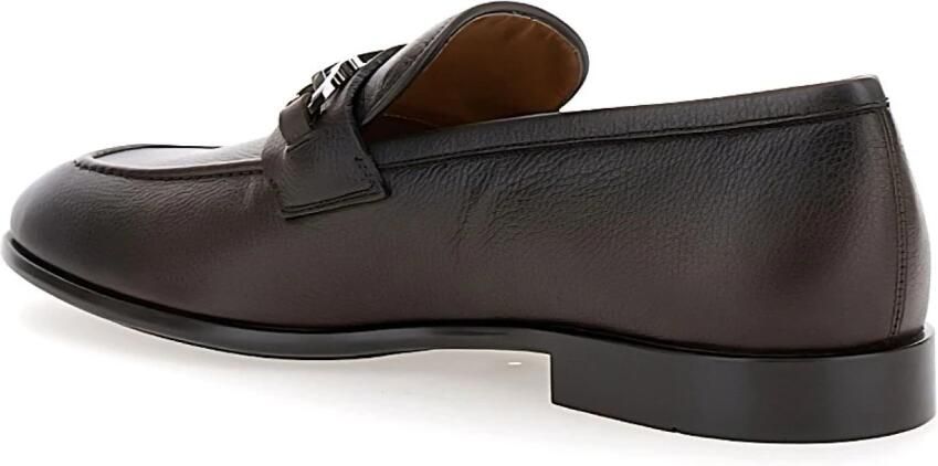 Salvatore Ferragamo Loafers van gehamerd leer met Gancini-detail Brown Heren