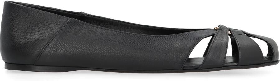 Salvatore Ferragamo Leren balletflats met uitsnijding Black Dames - Foto 2