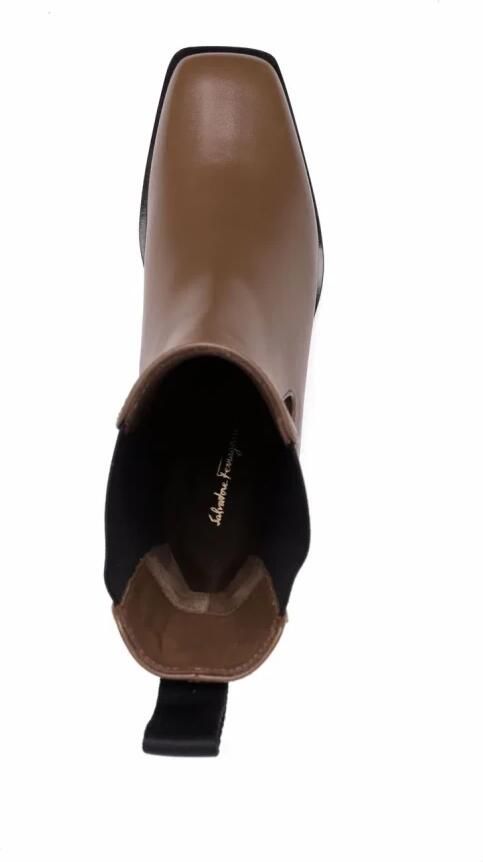 Ferragamo Leren enkellaarsjes met sleehak - Foto 2