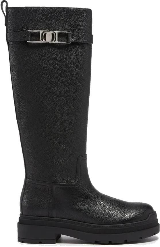 Ferragamo Zwarte Leren Enkellaarzen Stijlvol Ontwerp - Foto 3