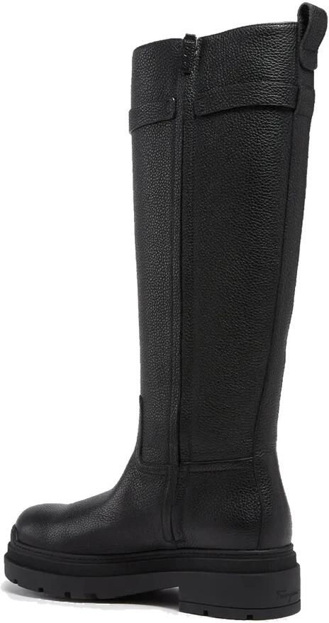 Ferragamo Zwarte Leren Enkellaarzen Stijlvol Ontwerp - Foto 4