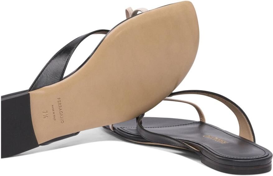 Ferragamo Zwarte Leren Sandalen voor Vrouwen