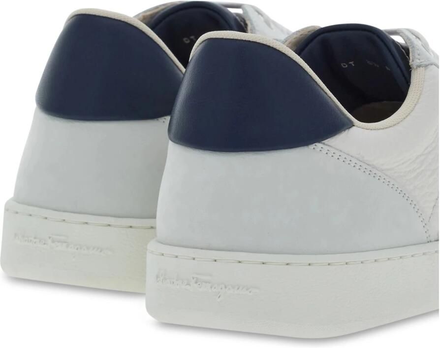 Salvatore Ferragamo Gehamerde leren sneakers met nubuck inzetstukken White Heren - Foto 2