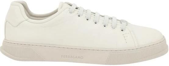 Salvatore Ferragamo Elegante Leren Sneakers White Heren