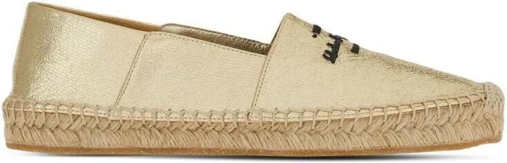 Ferragamo Logo-Embroidered Metallic Espadrilles