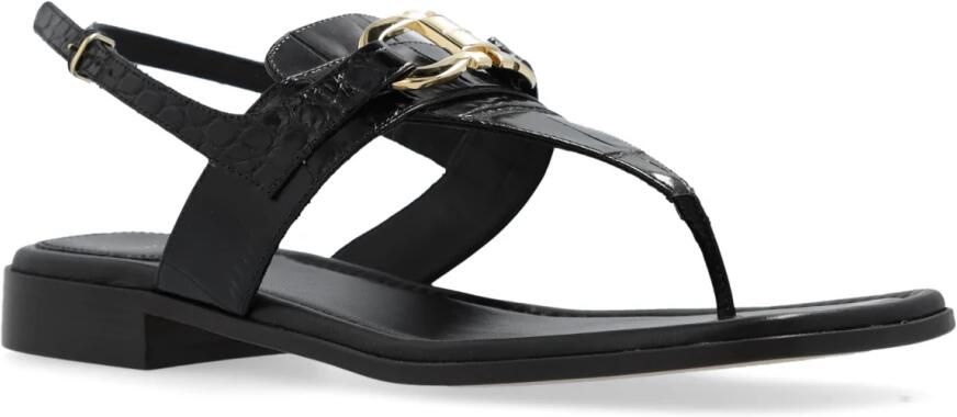 Ferragamo Zwarte leren teenslippers - Foto 5