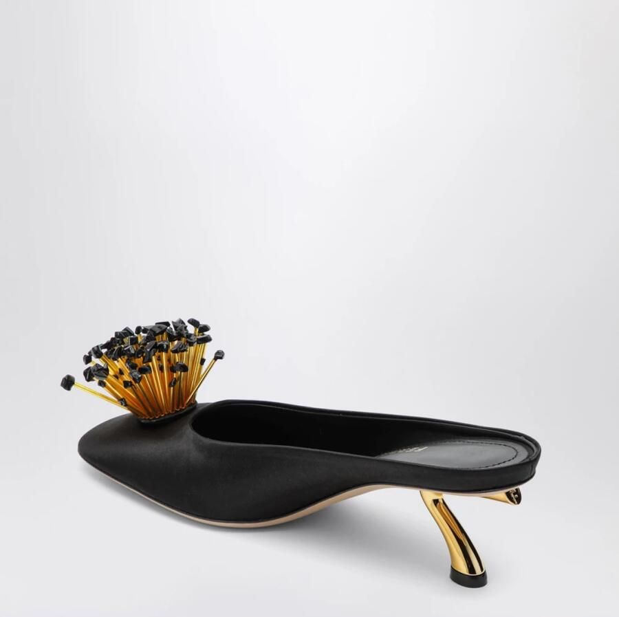 Ferragamo Mules met Sculptuurhak en Kristallen Bloem - Foto 4