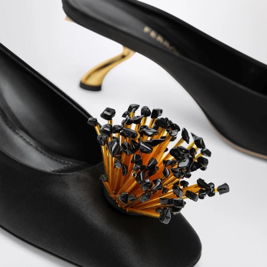 Ferragamo Mules met Sculptuurhak en Kristallen Bloem - Foto 3