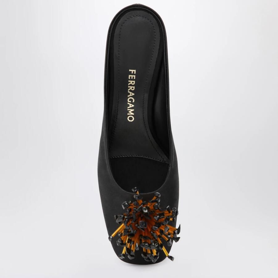 Ferragamo Mules met Sculptuurhak en Kristallen Bloem - Foto 5
