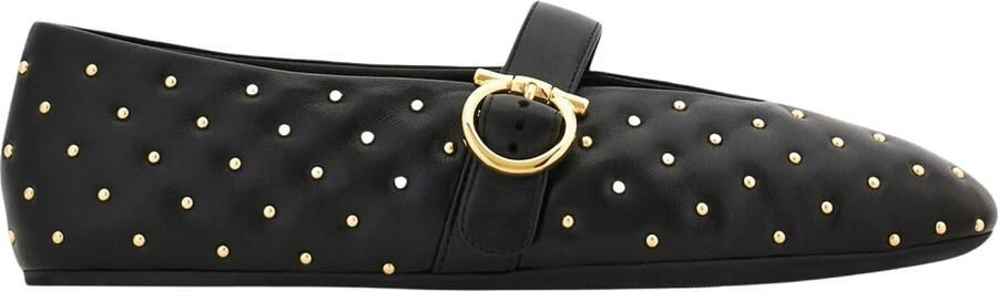 Ferragamo Nappa Leren Ballerina's met Studs en Haak-en-oogsluiting