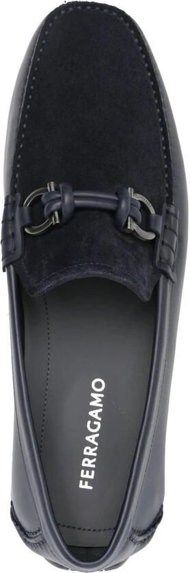 Ferragamo Navy Blauwe Leren Sneakers