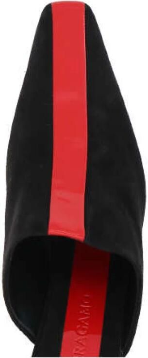 Salvatore Ferragamo Zwarte Suède Sandalen met Rode Contrastdetail Multicolor Dames - Foto 2