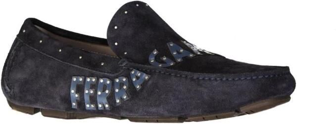 Ferragamo Suède Detail Leren Loafers