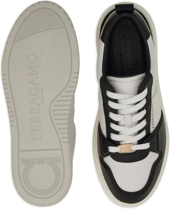 Salvatore Ferragamo Tweekleurige leren sneakers met logo White Heren - Foto 2