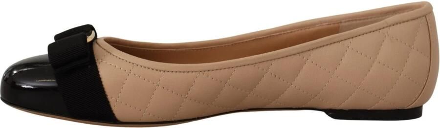 Salvatore Ferragamo Beige en Zwart Nappa Leren Ballet Flats Beige Dames - Foto 6