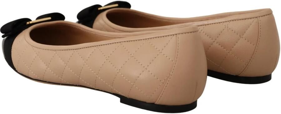 Salvatore Ferragamo Beige en Zwart Nappa Leren Ballet Flats Beige Dames - Foto 4